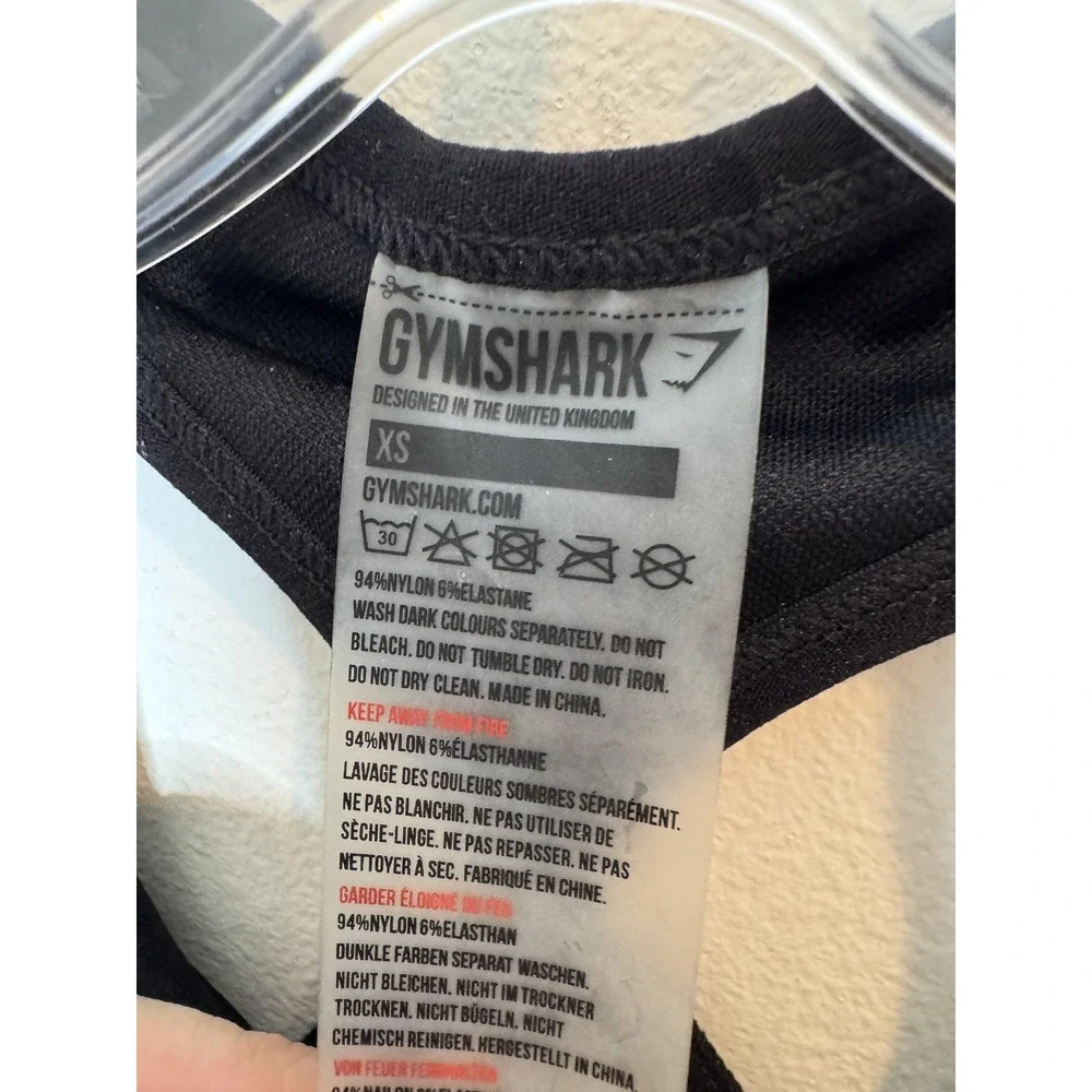 Gymshark Sports Bra Womens XS Black Ribbed Longline Racerback Yoga Gym Workout